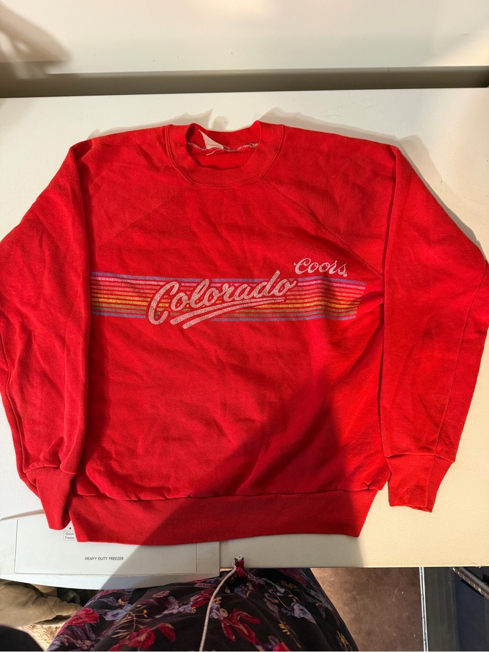 Coors Colorado Red Crewneck Sweatshirt with Striped Logo